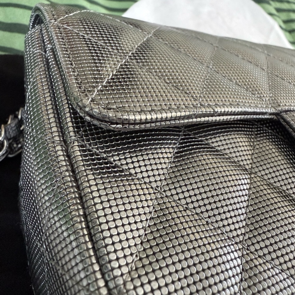 Authentic Chanel Metallic Calfskin Pixel Effect Mini Rectangular Flap Bag - Picture 7 of 15